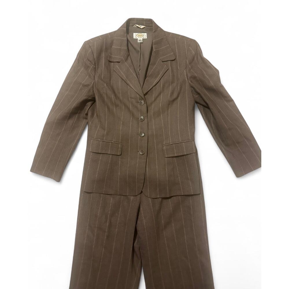 Talbots Wool Blend Brown Striped Suit Set Workwear Office Siren